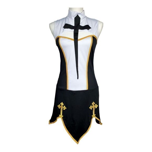 Music Legs Nun Costume Size S/M Black White Halloween Party Cosplay Sexy New - Picture 1 of 9